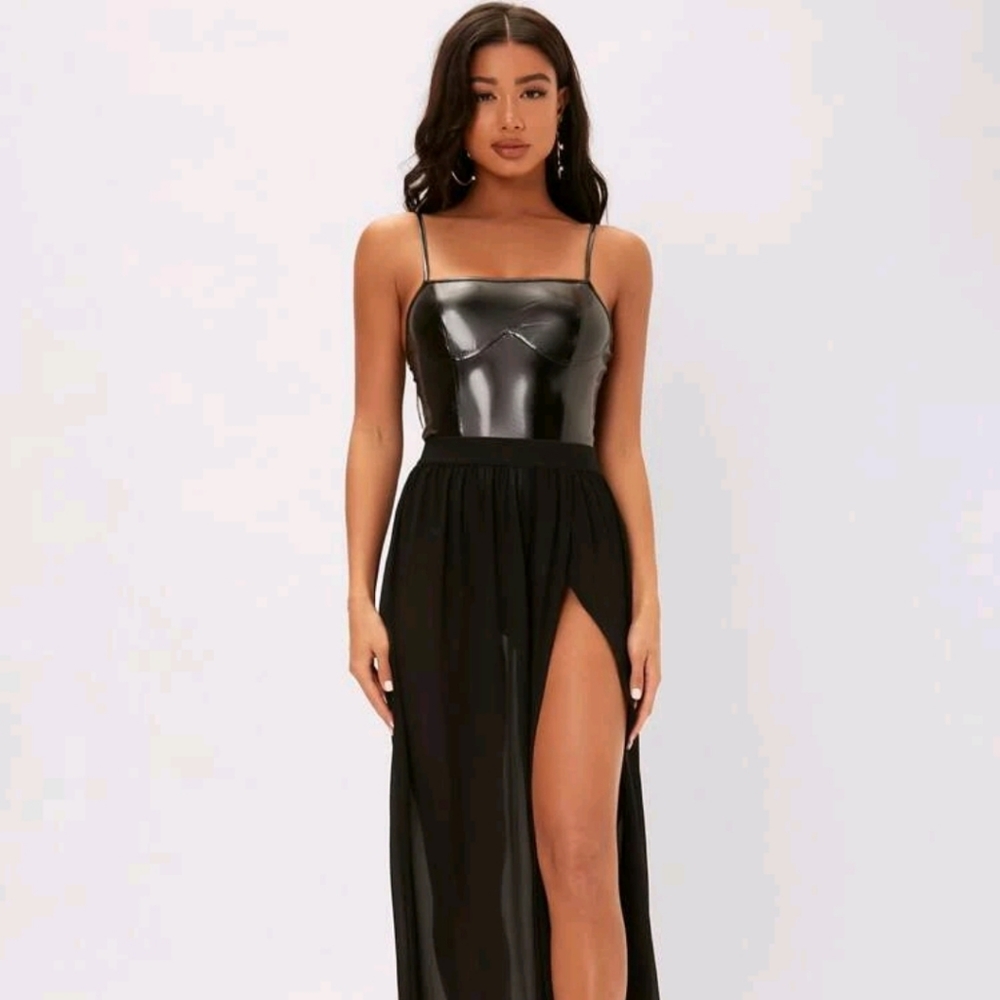 Tall Split Thigh Mesh Skirt
